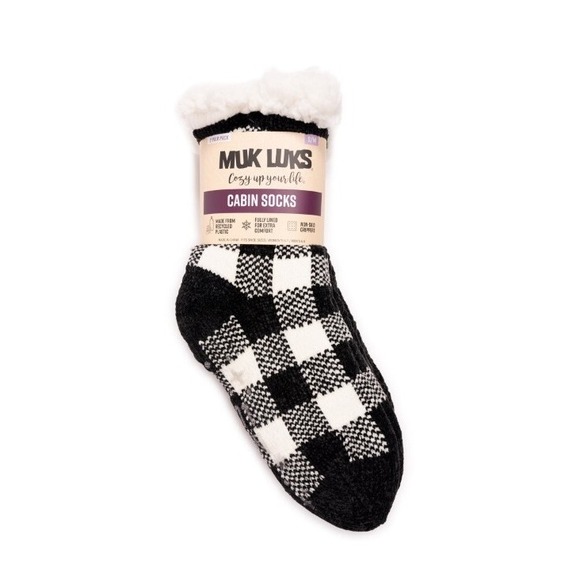 Muk Luks Women's Cabin Socks, 2-Pack  Fuzzy Chenille Plush‎ Lined Socks S/M - Picture 1 of 9